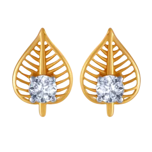 18k Leaf Shape Diamond Earring.