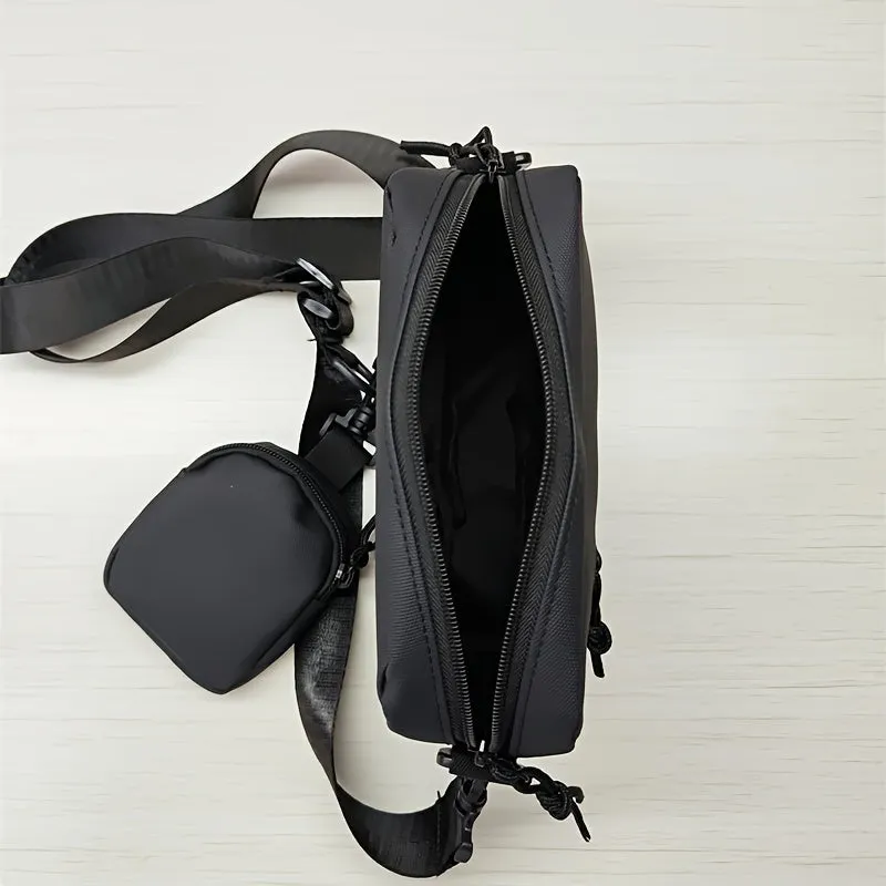 1pc Mens Commuter Shoulder Bag - Waterproof Nylon Backpack with Adjustable Strap, Portable and Stylish for Daily Commute - Hand Washable and Easy to Clean, Black Color