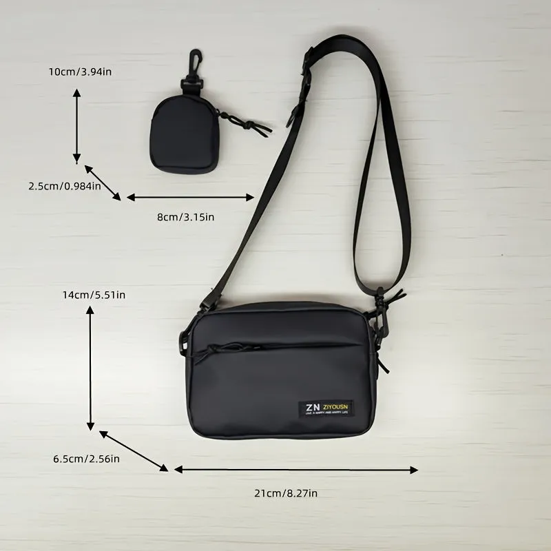 1pc Mens Commuter Shoulder Bag - Waterproof Nylon Backpack with Adjustable Strap, Portable and Stylish for Daily Commute - Hand Washable and Easy to Clean, Black Color