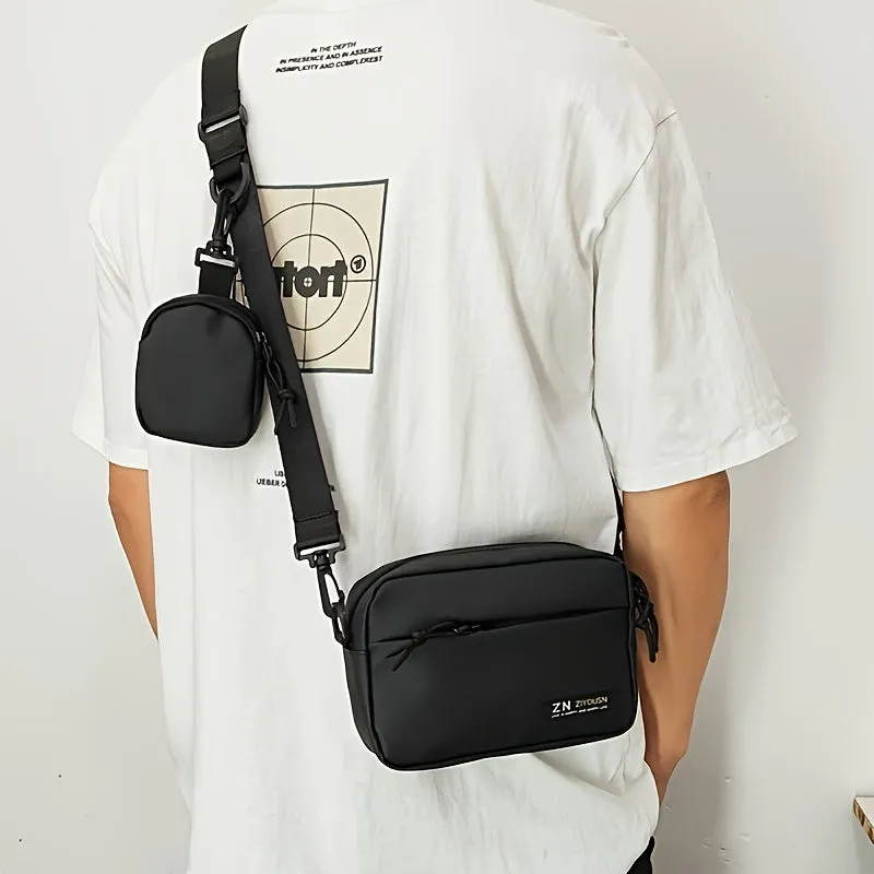 1pc Mens Commuter Shoulder Bag - Waterproof Nylon Backpack with Adjustable Strap, Portable and Stylish for Daily Commute - Hand Washable and Easy to Clean, Black Color