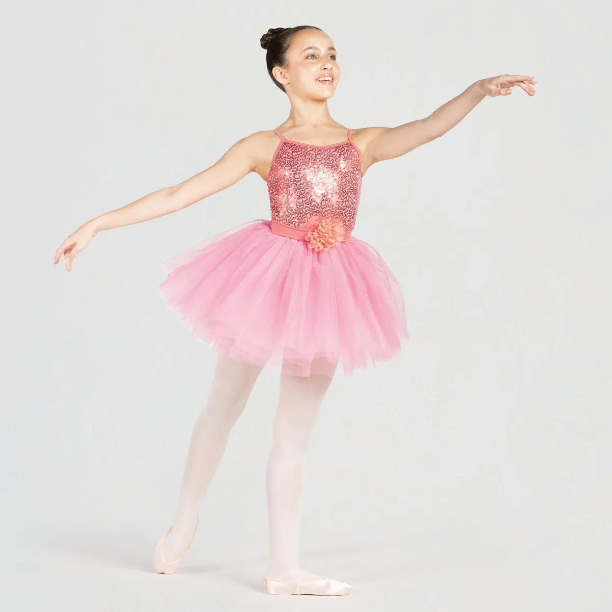 1st Position Camisole Style Ballet Dress with Flower Trim
