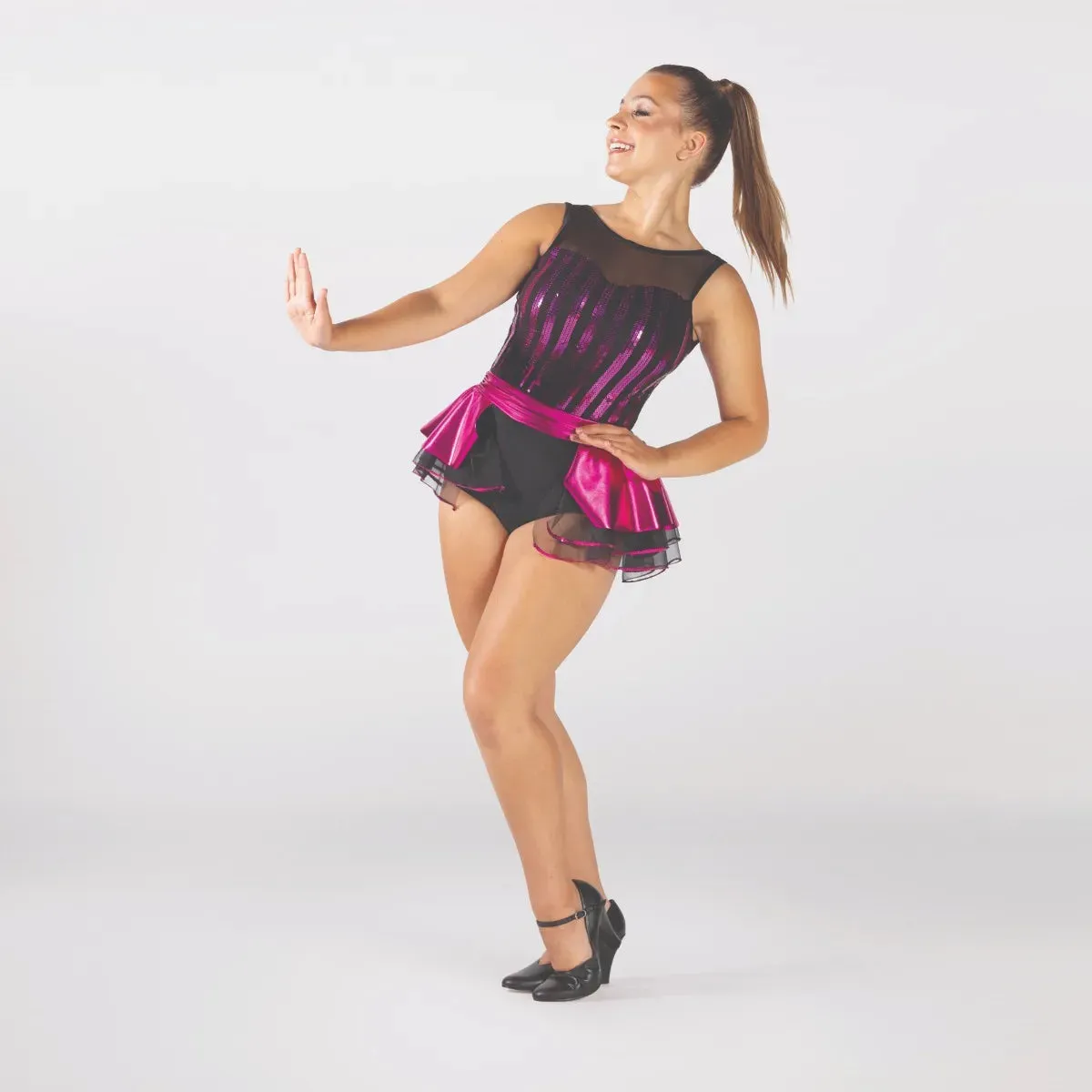 1st Position Metallic Half Peplum Leotard