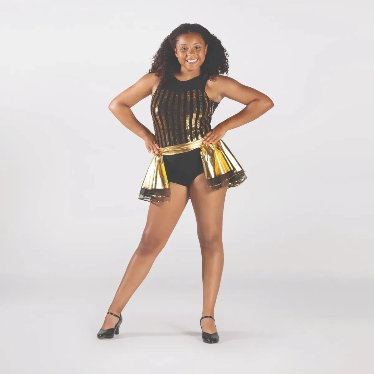 1st Position Metallic Half Peplum Leotard