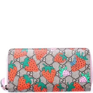573865 Gucci Supreme Strawberry Zip Around Wallet