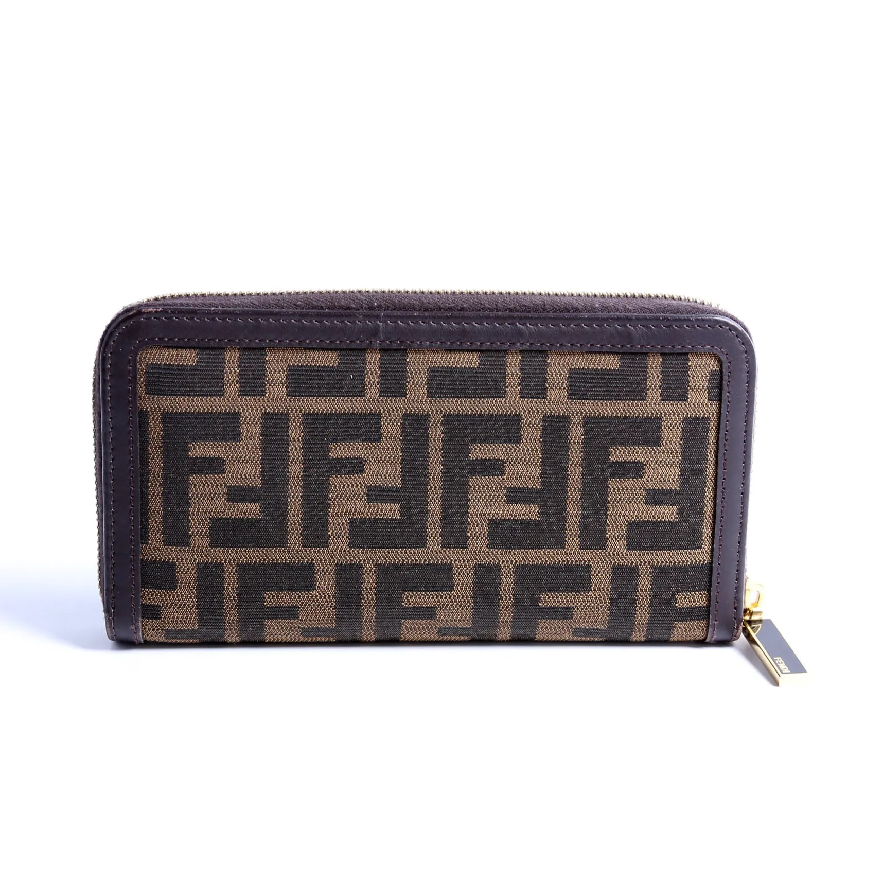 8M0299 Zucca Fabric Zip Around Wallet Brown