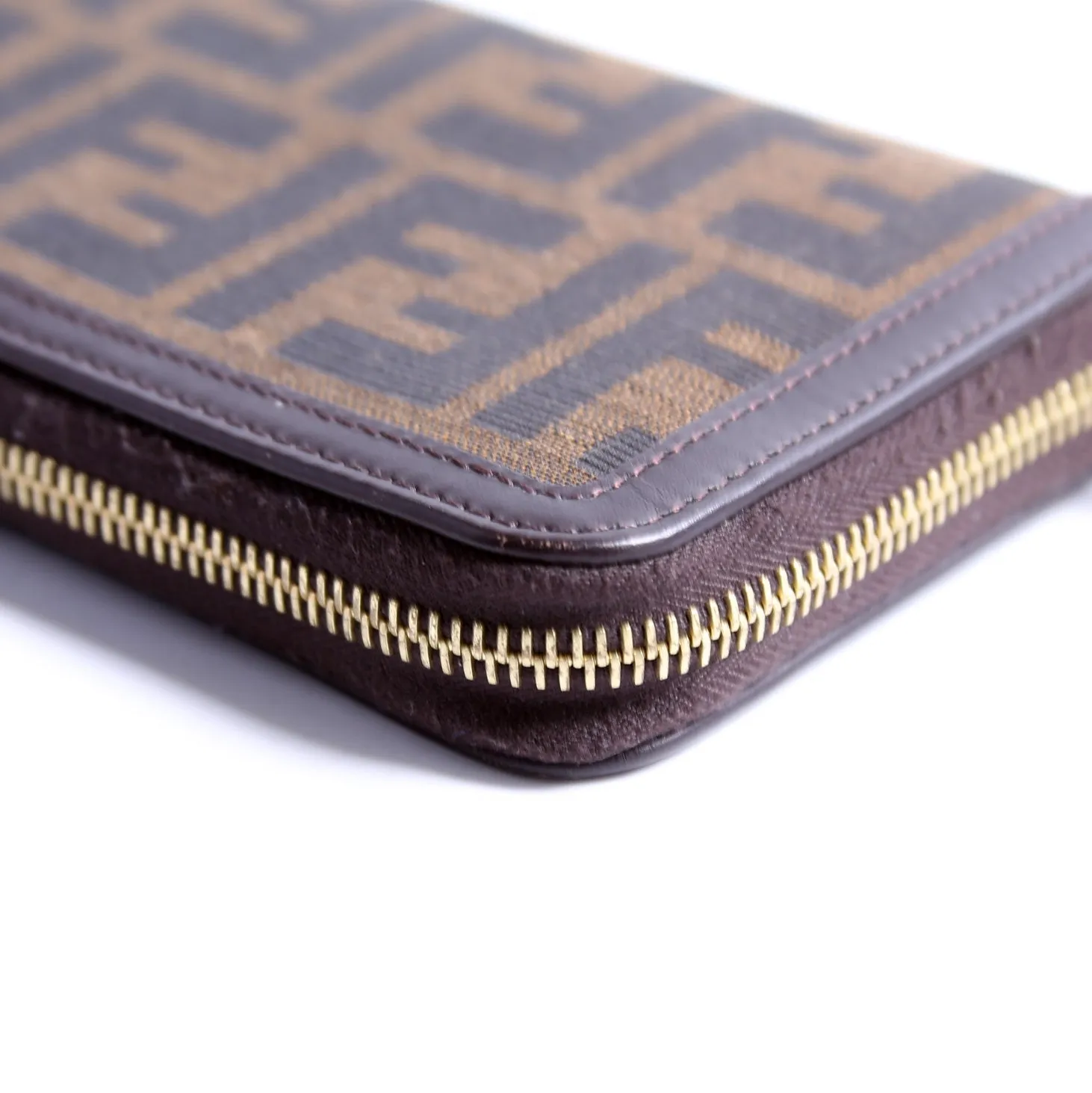 8M0299 Zucca Fabric Zip Around Wallet Brown