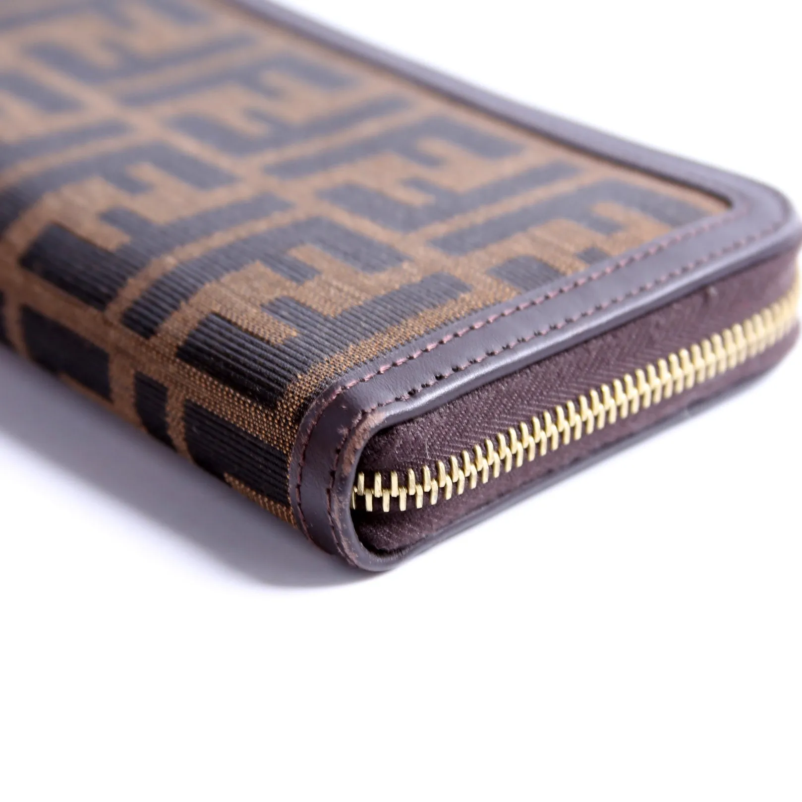 8M0299 Zucca Fabric Zip Around Wallet Brown