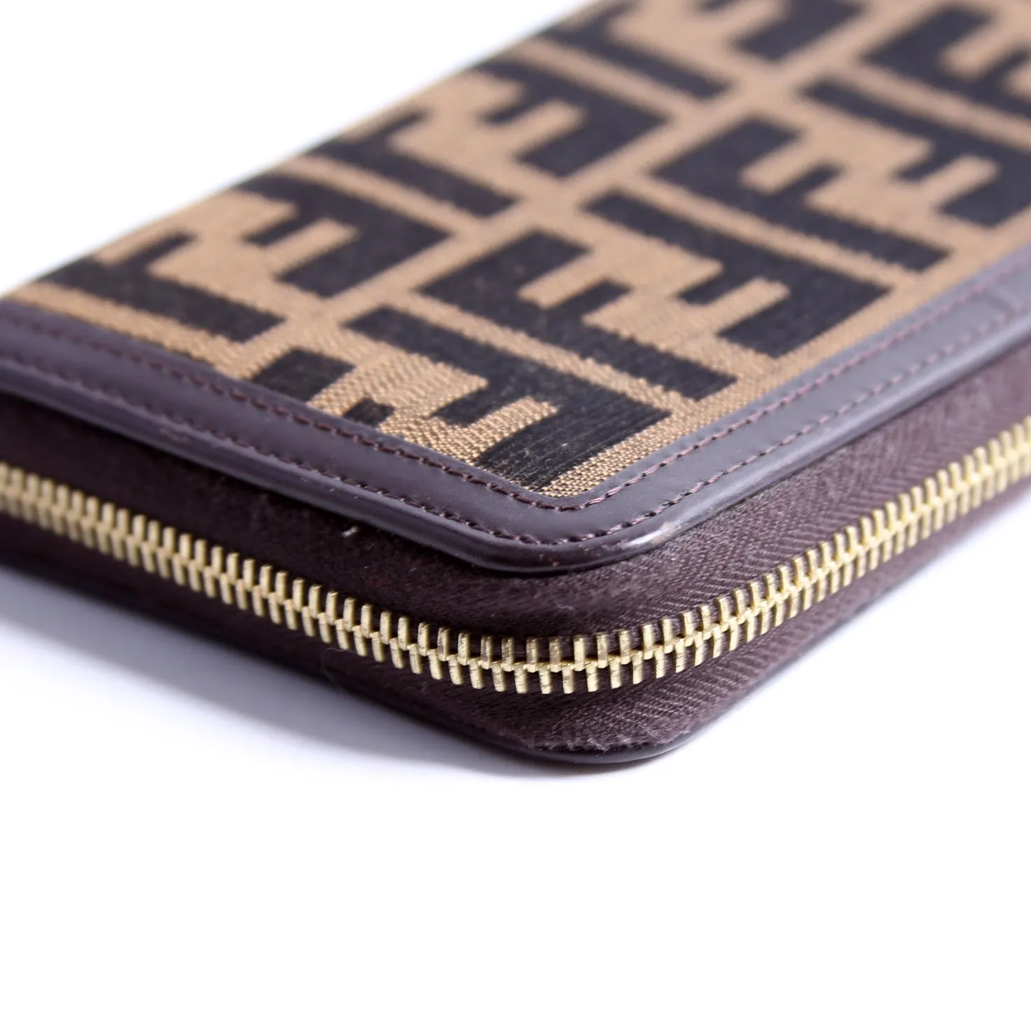 8M0299 Zucca Fabric Zip Around Wallet Brown
