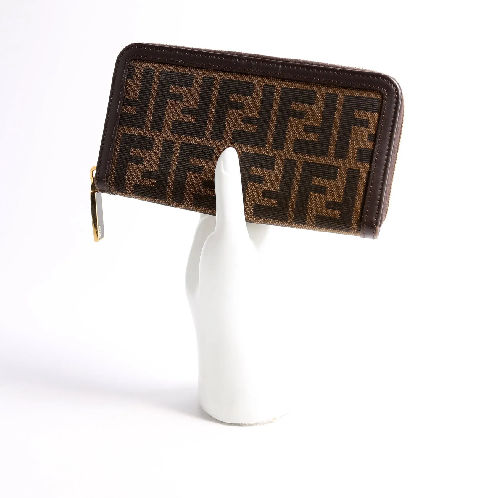 8M0299 Zucca Fabric Zip Around Wallet Brown
