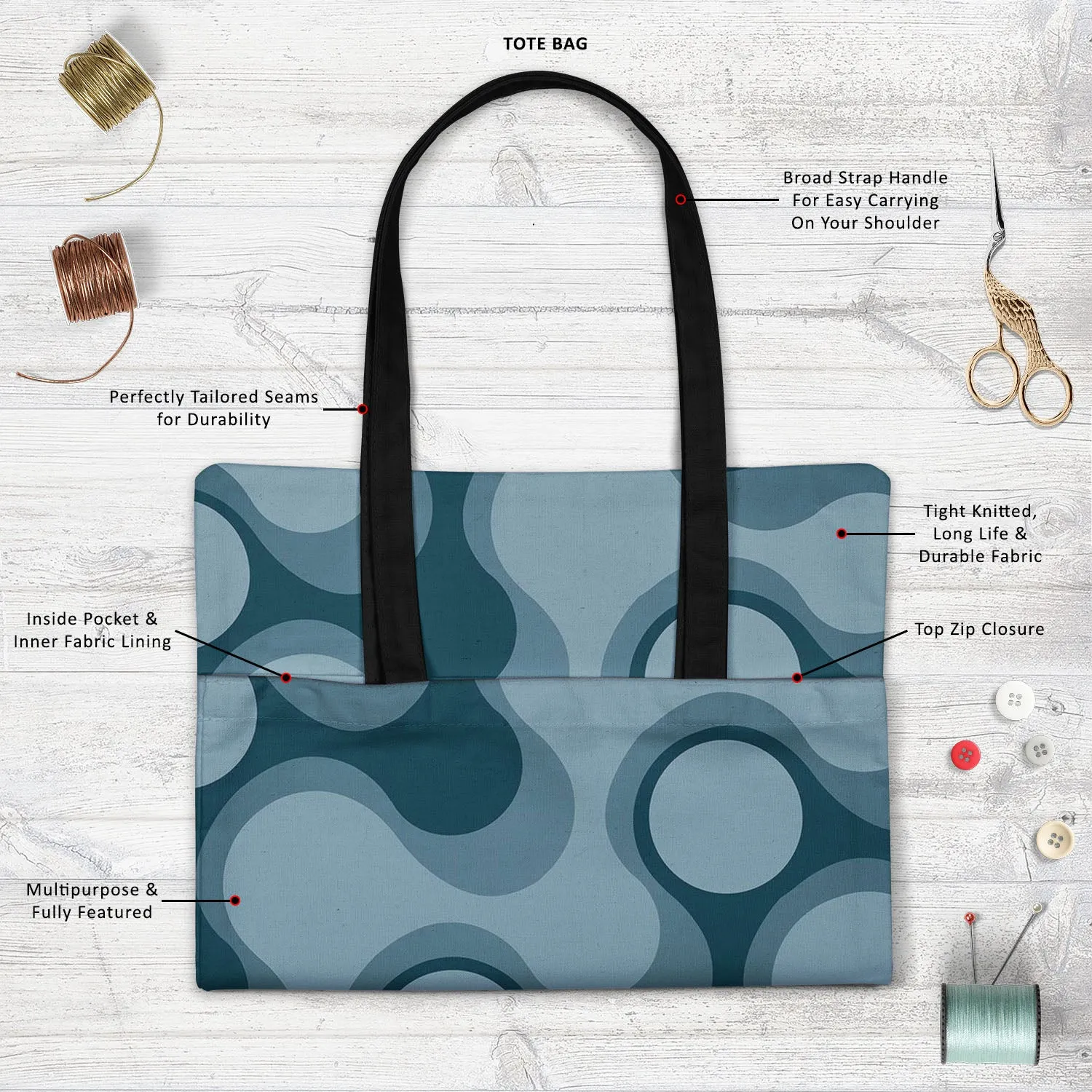 Abstract Retro D3 Tote Bag Shoulder Purse | Multipurpose