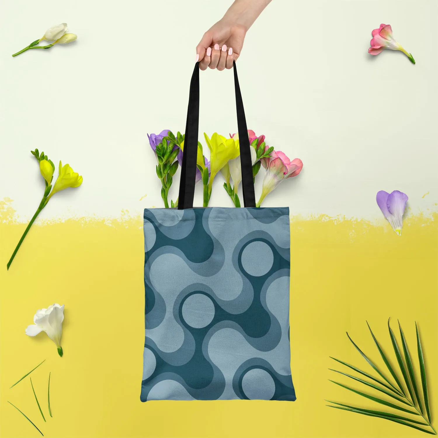 Abstract Retro D3 Tote Bag Shoulder Purse | Multipurpose