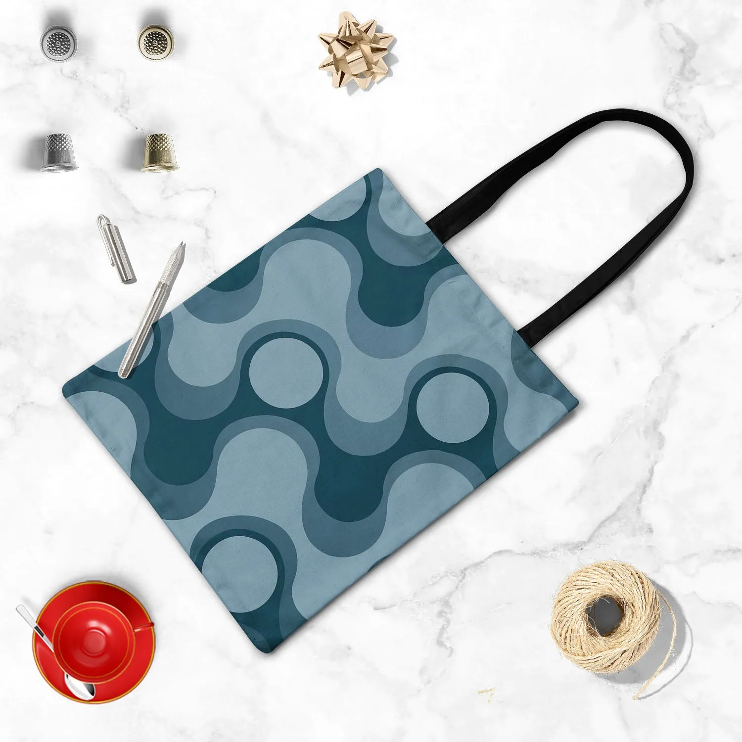 Abstract Retro D3 Tote Bag Shoulder Purse | Multipurpose
