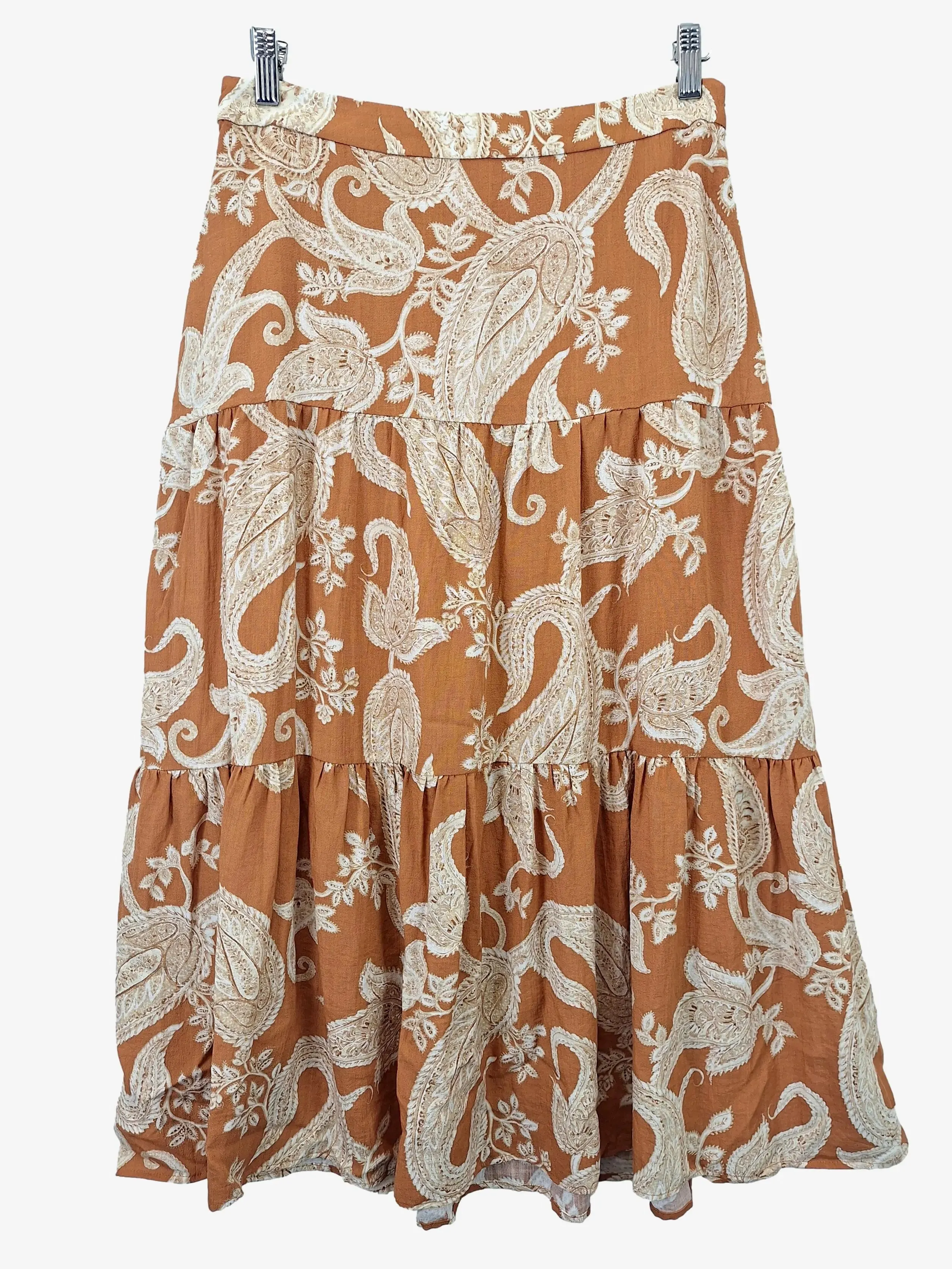 Amelius Graceful Boho Tiered Midi Skirt Size 12