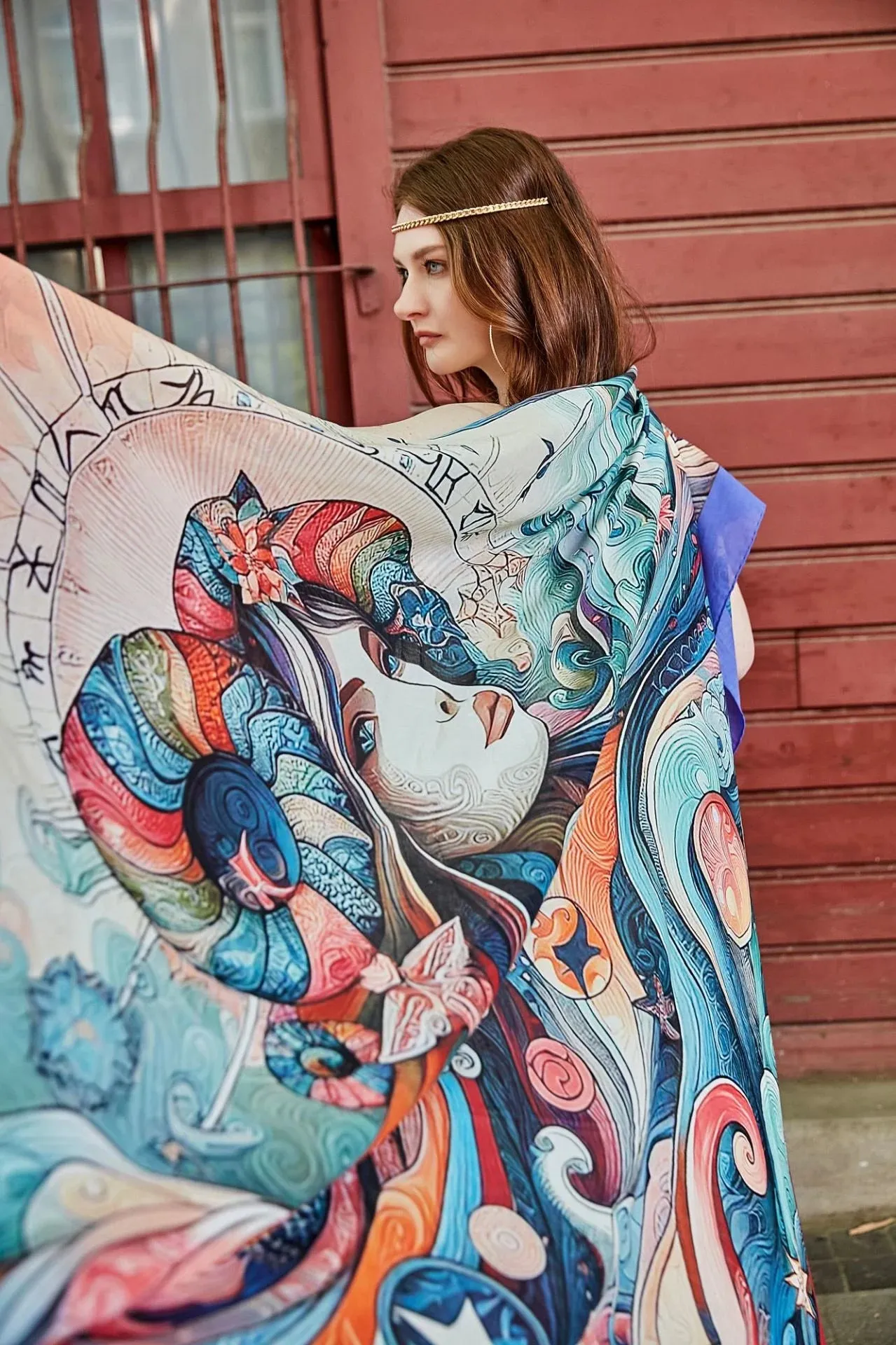 ARIES Cotton Voile Large Shawl 54" x 54" MYTHOLOGY Collection