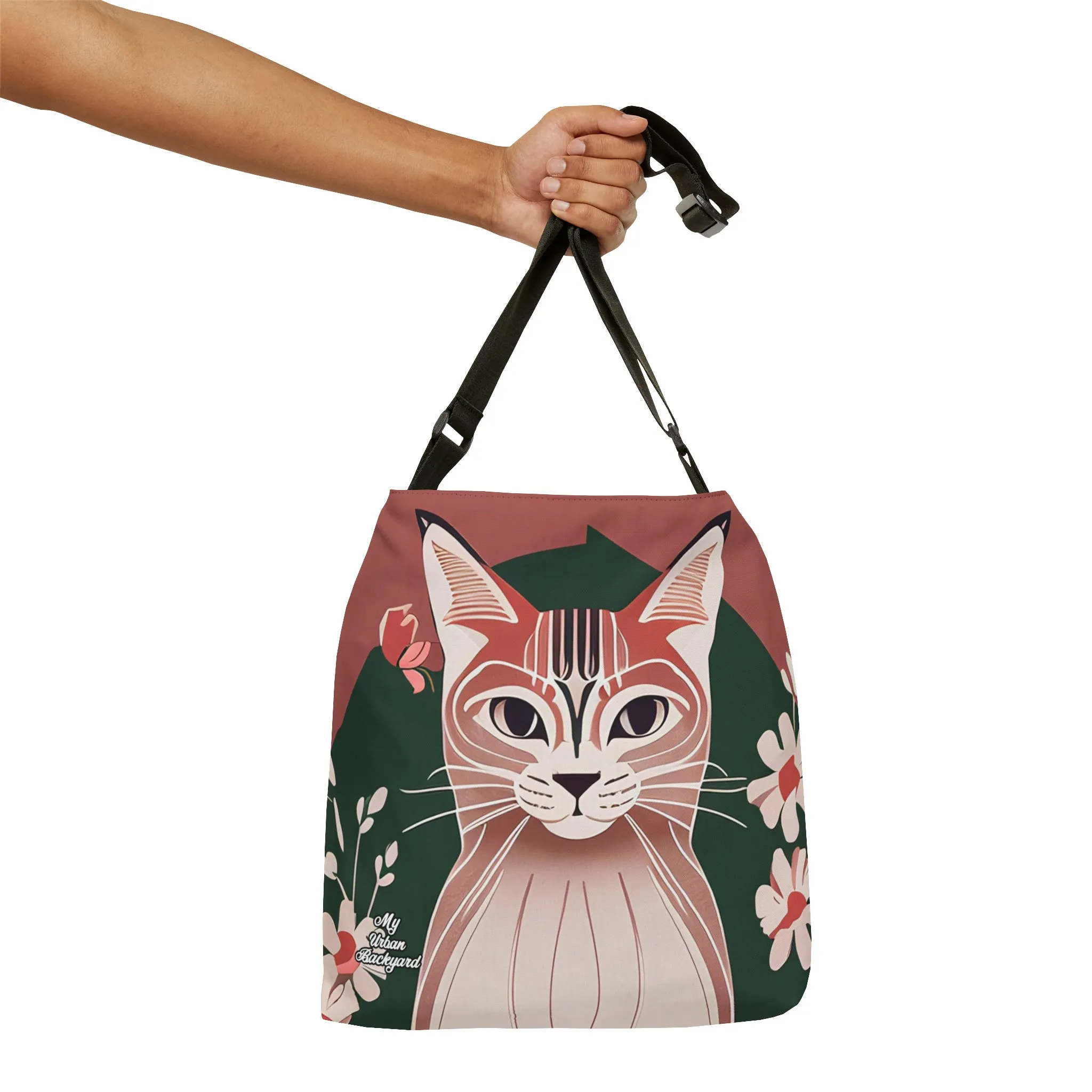Art Deco Tabby, Tote Bag with Adjustable Strap - Trendy and Versatile
