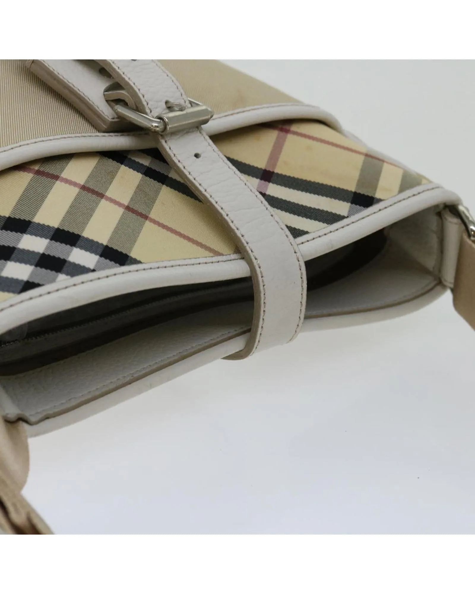 Authentic Burberry Canvas Shoulder Bag with Nova Check Pattern