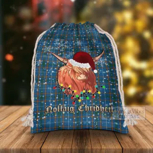 Bain Tartan Christmas Santa's Bag with Highland Cow