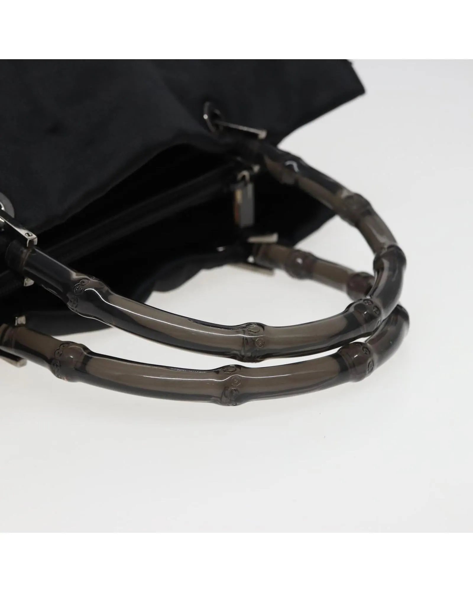 Bamboo Handle Satin Handbag with Distinctive Style