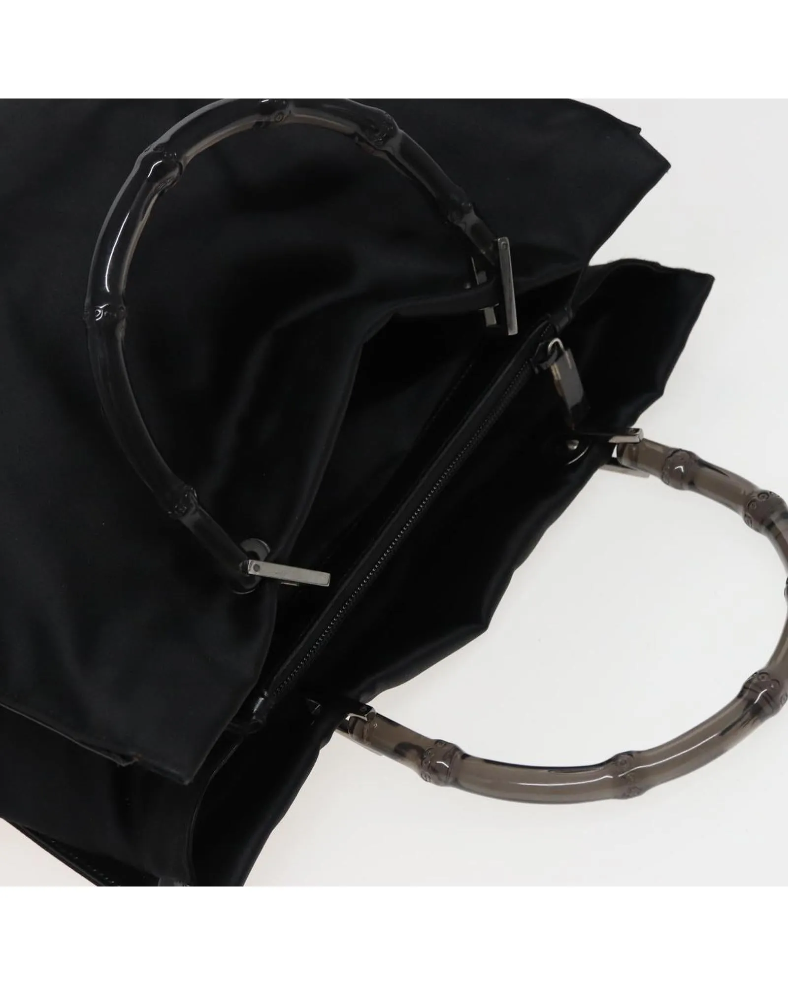 Bamboo Handle Satin Handbag with Distinctive Style