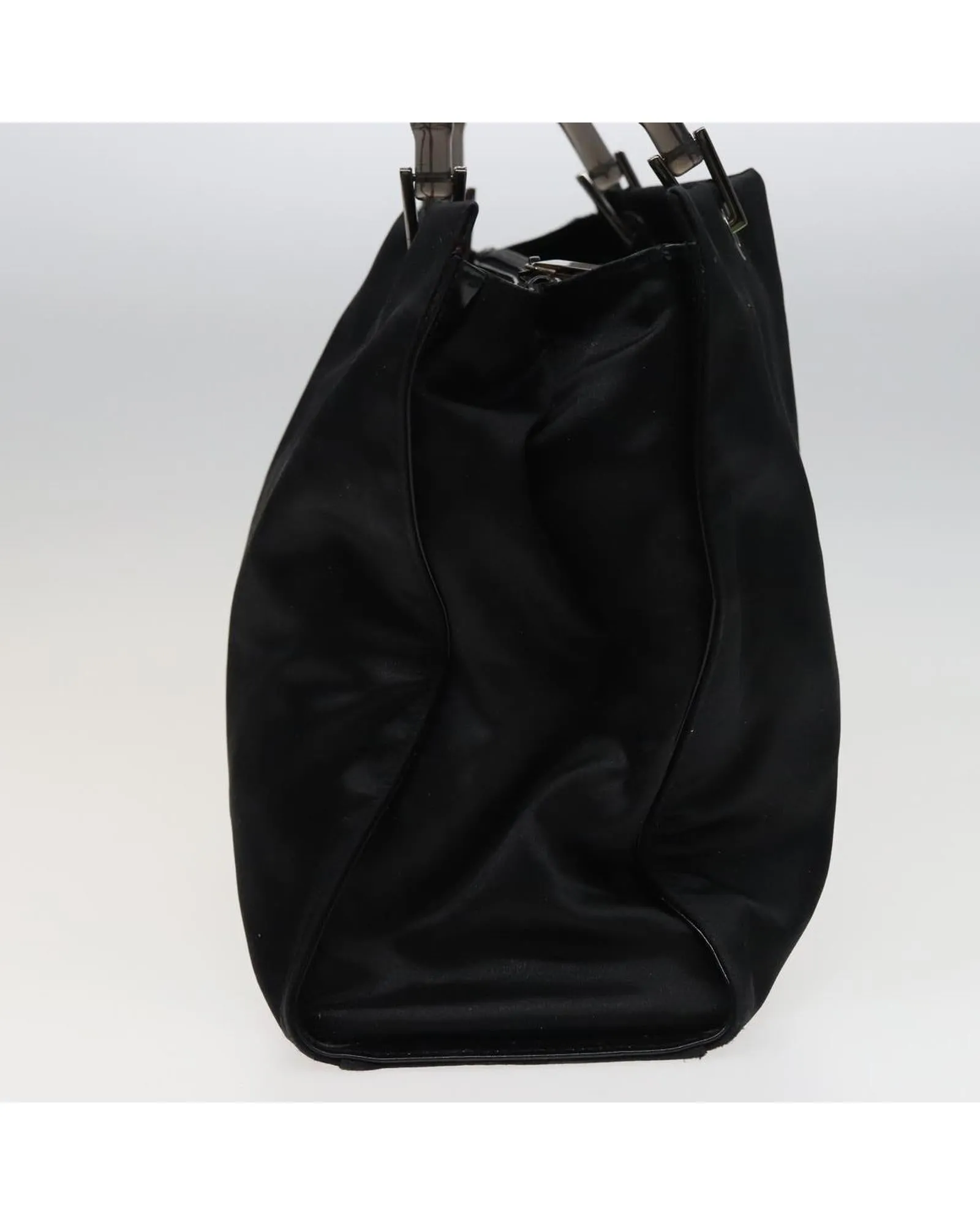 Bamboo Handle Satin Handbag with Distinctive Style