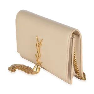 Beige Smooth Calfskin Kate Tassel Chain Wallet