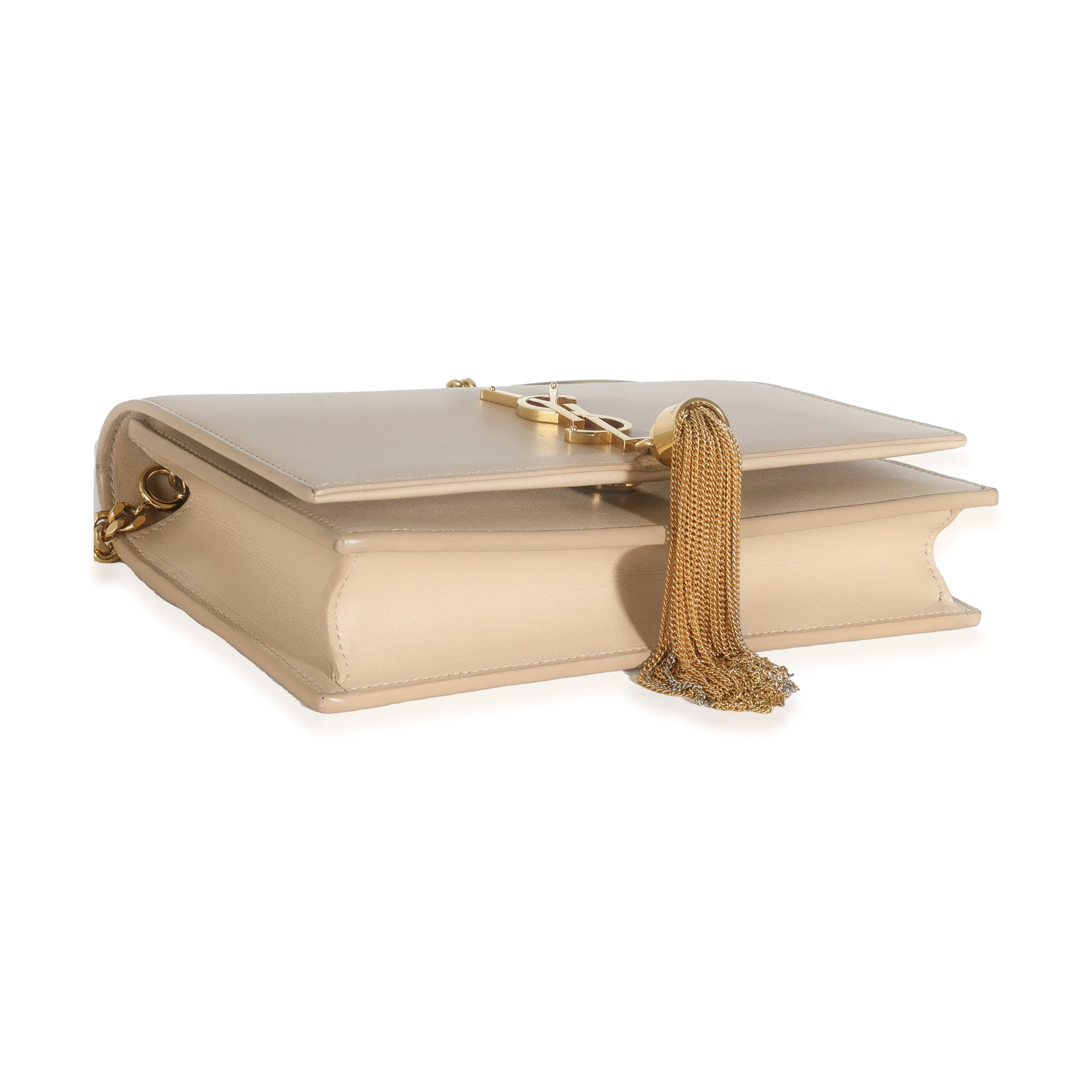 Beige Smooth Calfskin Kate Tassel Chain Wallet