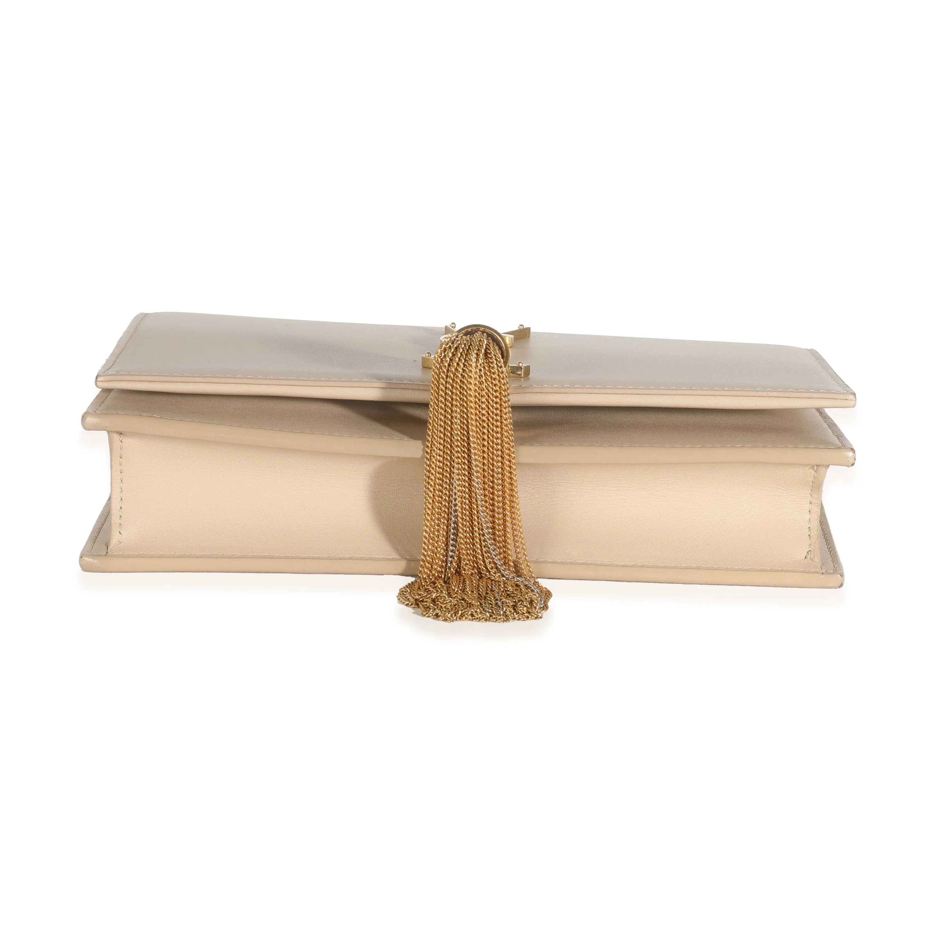 Beige Smooth Calfskin Kate Tassel Chain Wallet