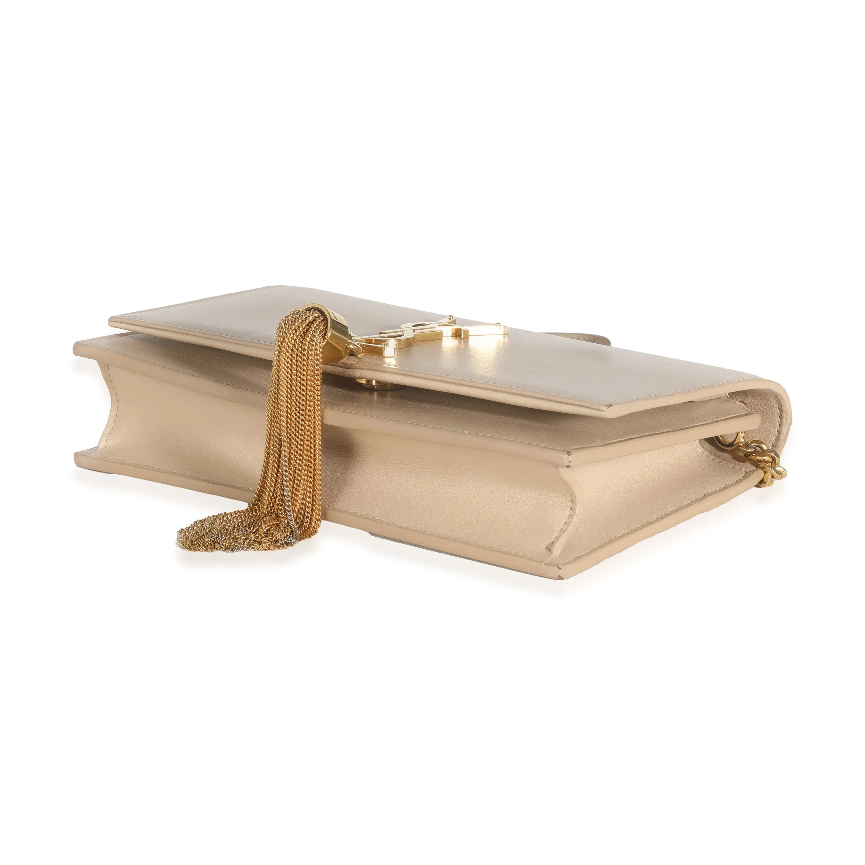 Beige Smooth Calfskin Kate Tassel Chain Wallet