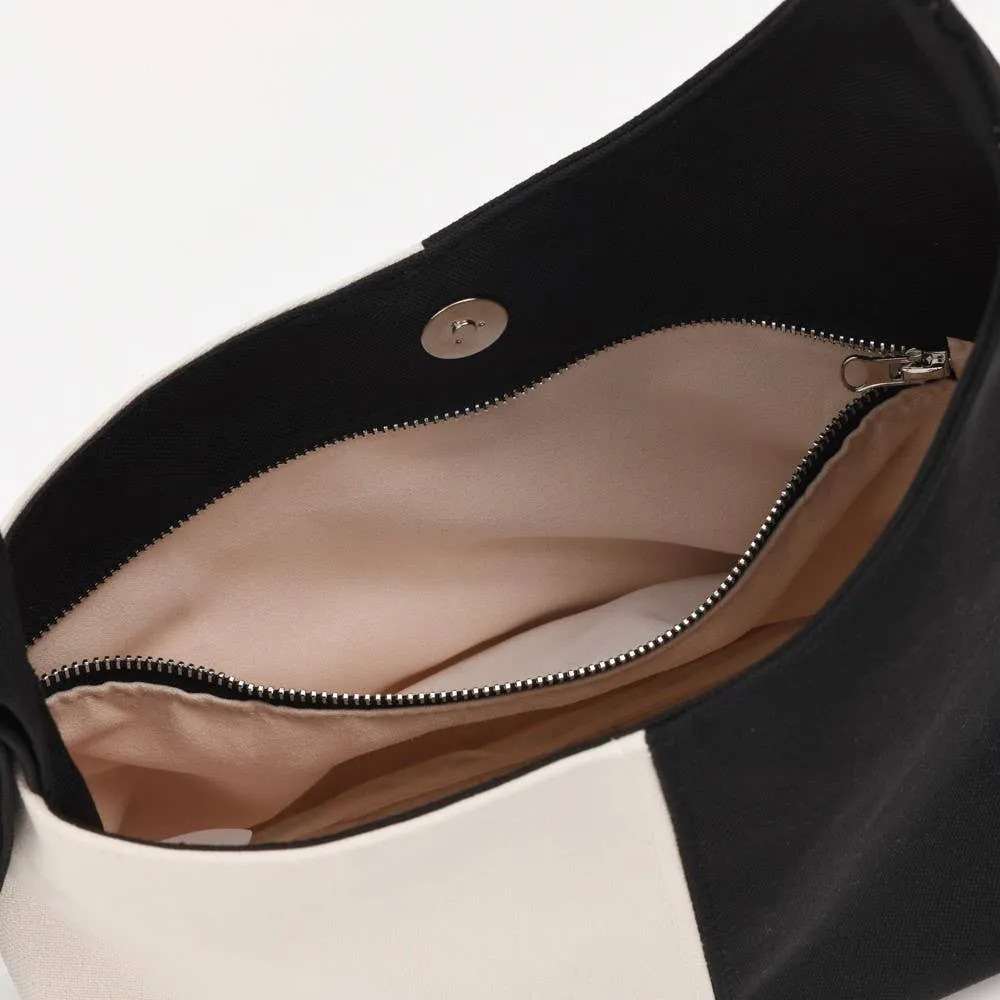 Bicolor asymmetrical bag - Simona: Black and white