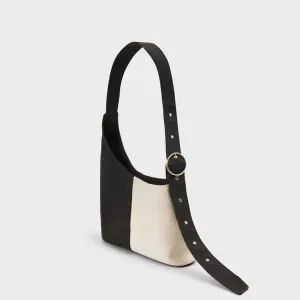 Bicolor asymmetrical bag - Simona: Black and white