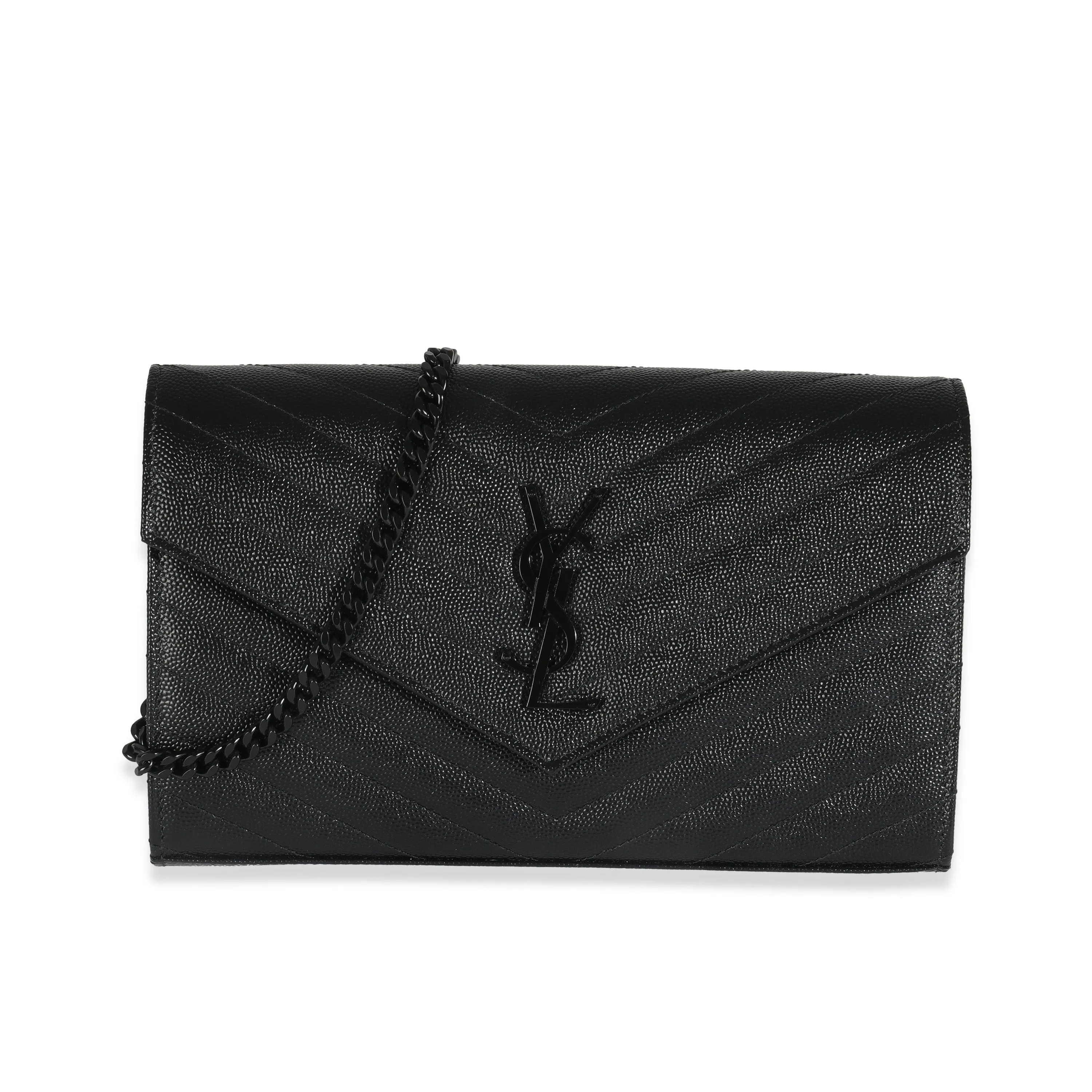 Black Grain De Poudre Classic Cassandre Chain Wallet