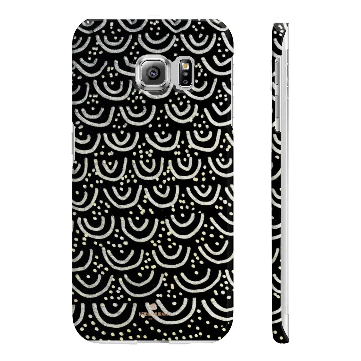 Black Mermaid Phone Case, Scale Print Slim iPhone/ Samsung Galaxy Cases, Made in UK