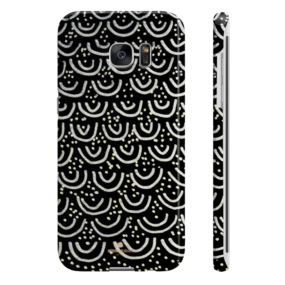 Black Mermaid Phone Case, Scale Print Slim iPhone/ Samsung Galaxy Cases, Made in UK