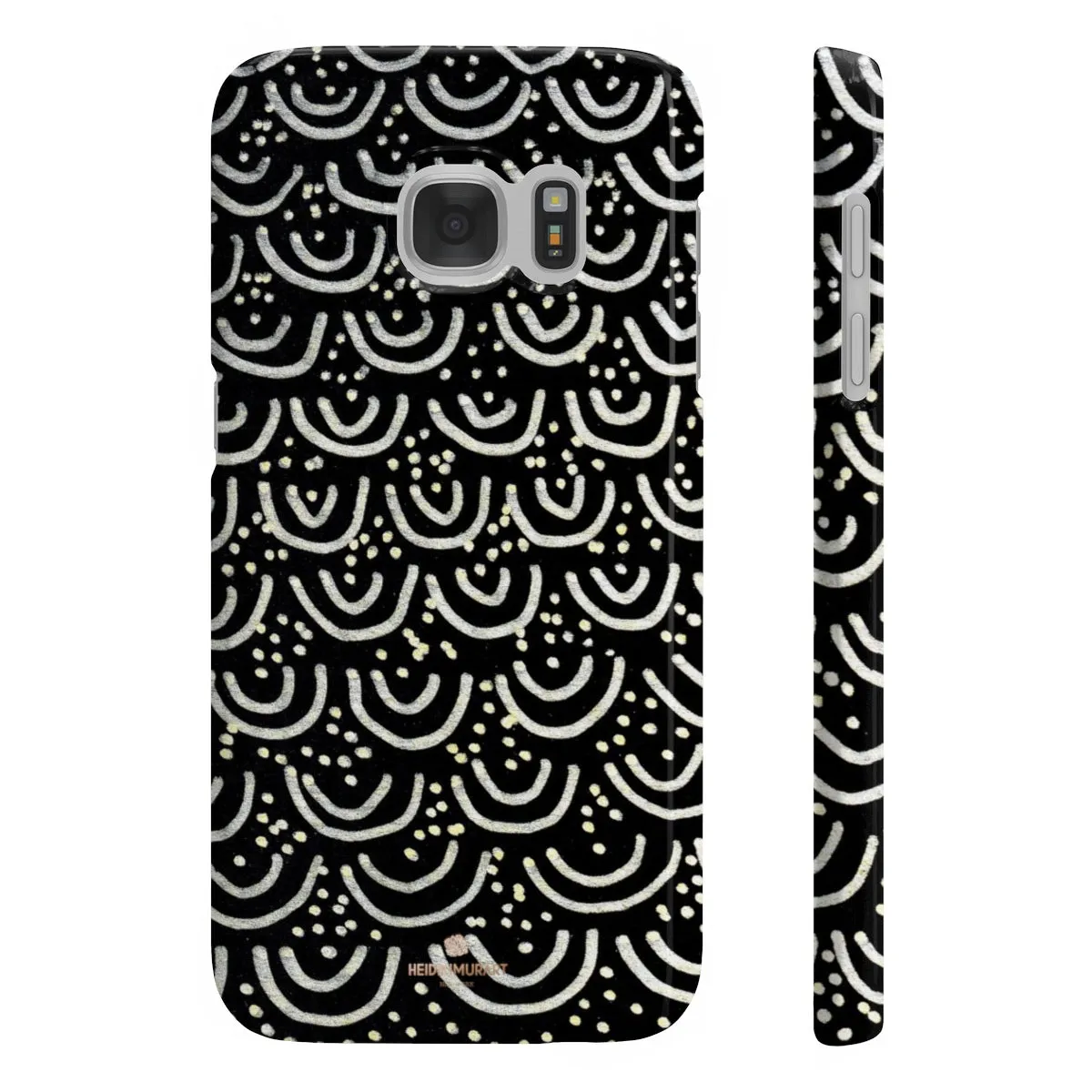 Black Mermaid Phone Case, Scale Print Slim iPhone/ Samsung Galaxy Cases, Made in UK