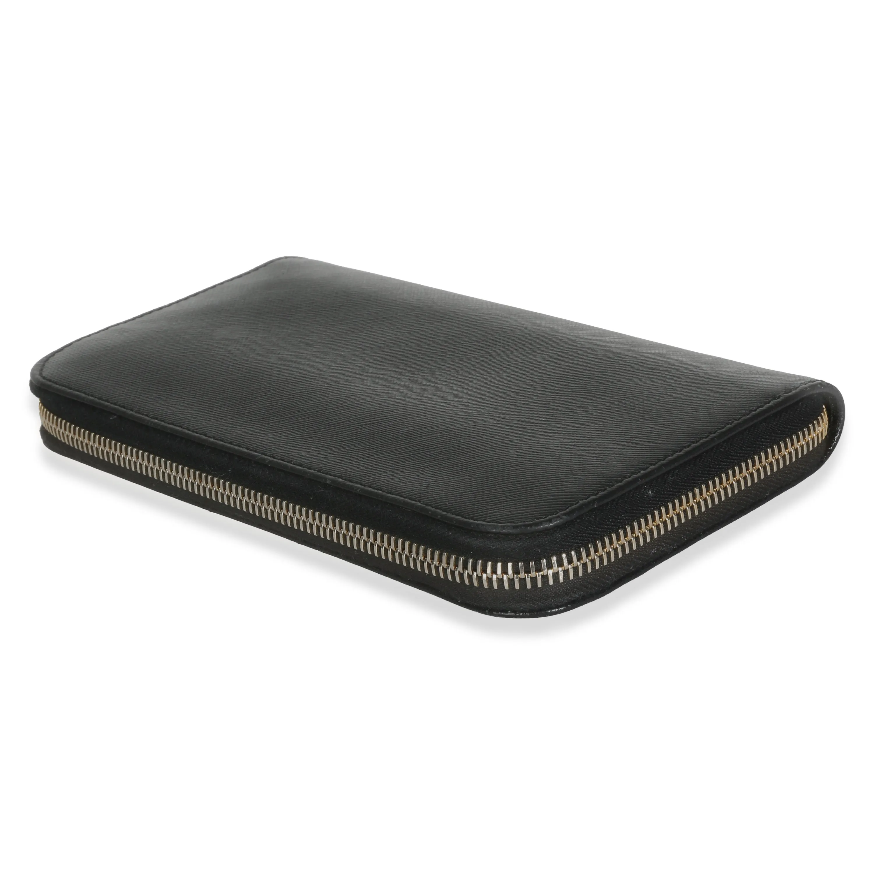 Black Saffiano Large Zip Around Wallet