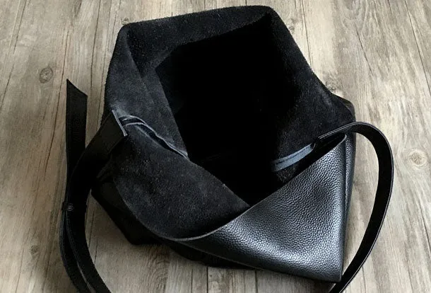Black Stylish Cute Leather Tote Bag Shoulder Bag Crossbody Tote For Women