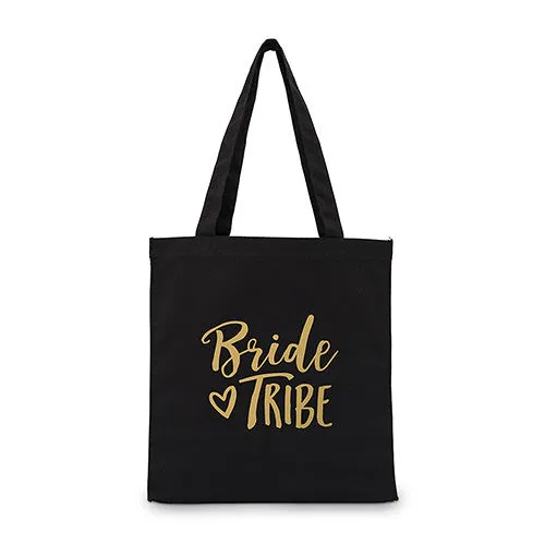 Bride Tribe Black Canvas Tote Bag Mini Tote with Gussets