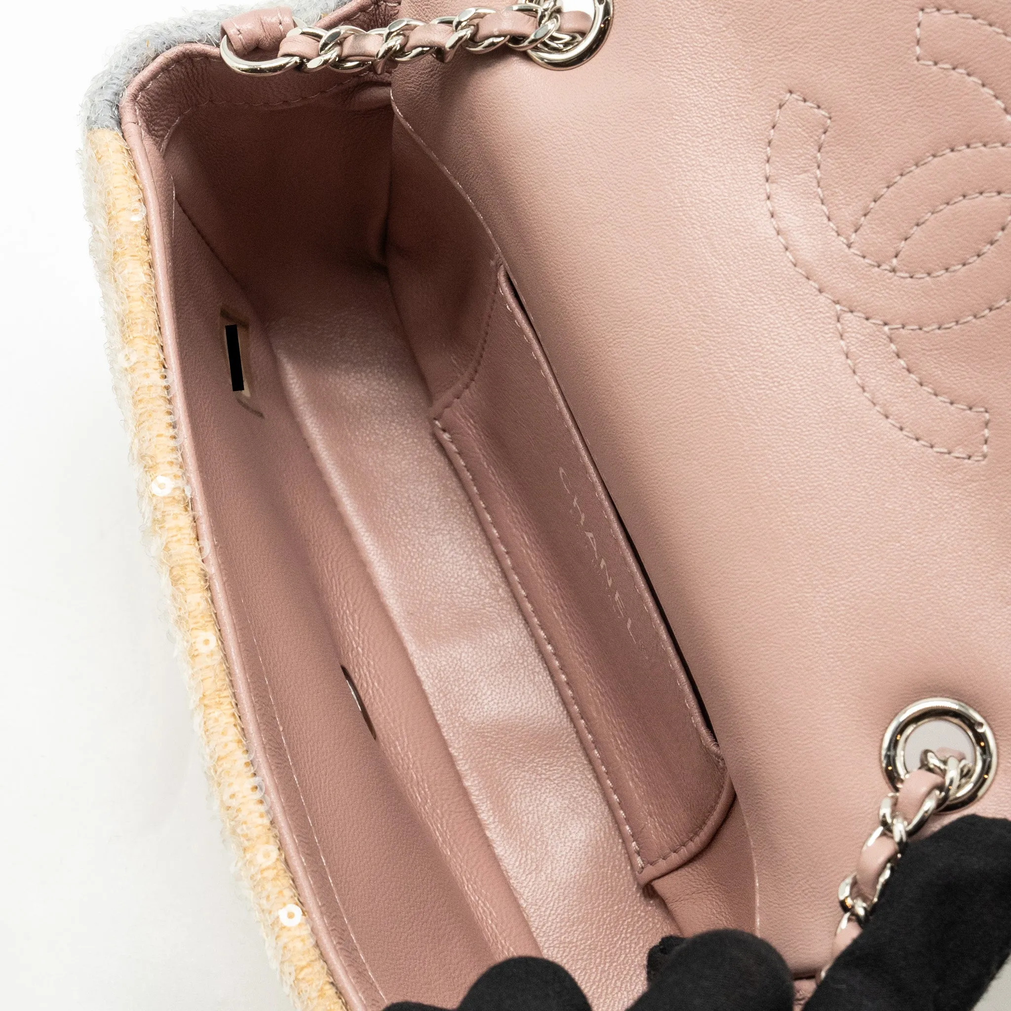 Chanel 18S Mini Waterfall Flap Bag Sequin Pink/Blue/Yellow SHW