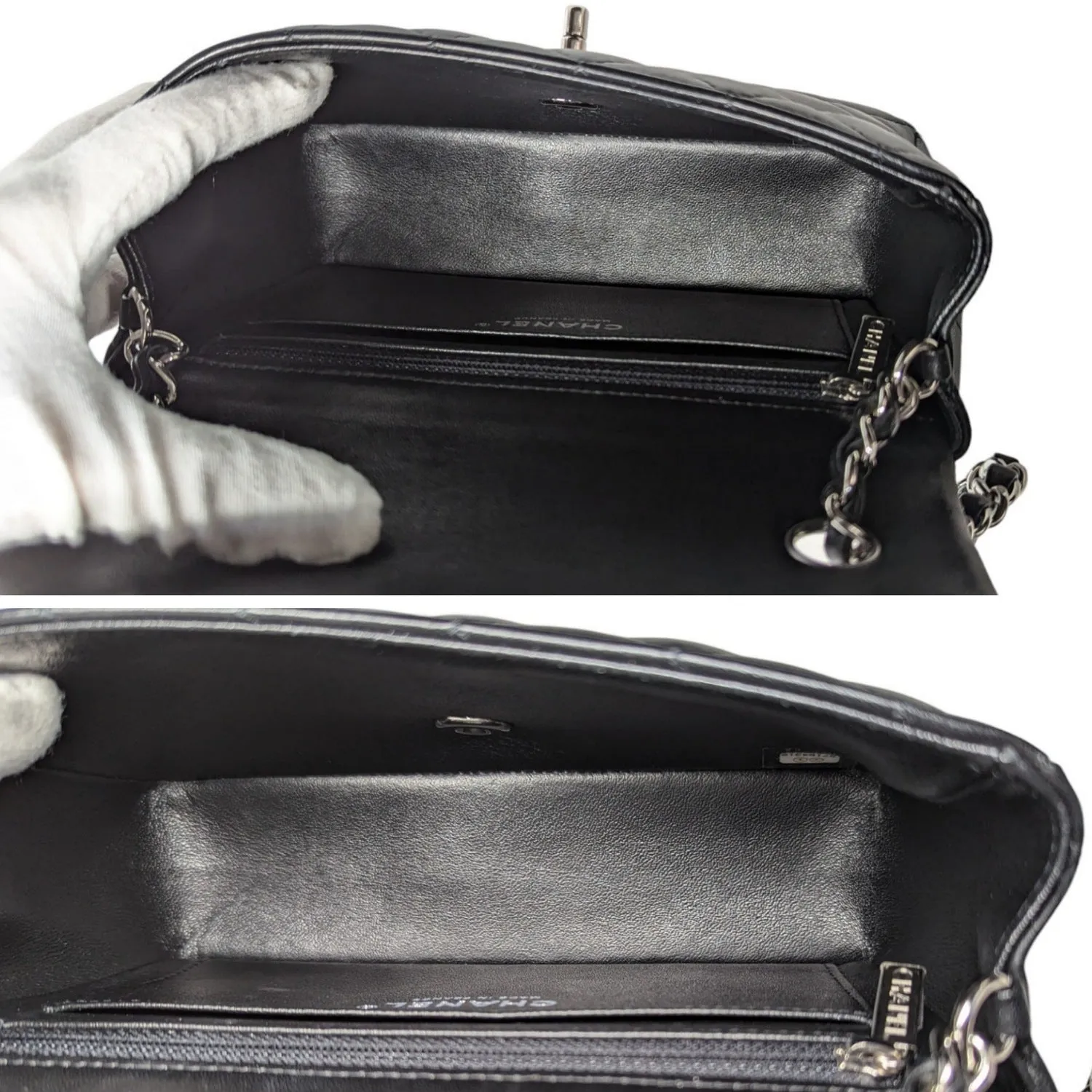 Chanel 2019 Black Lambskin Quilted Mini Rectangular Flap