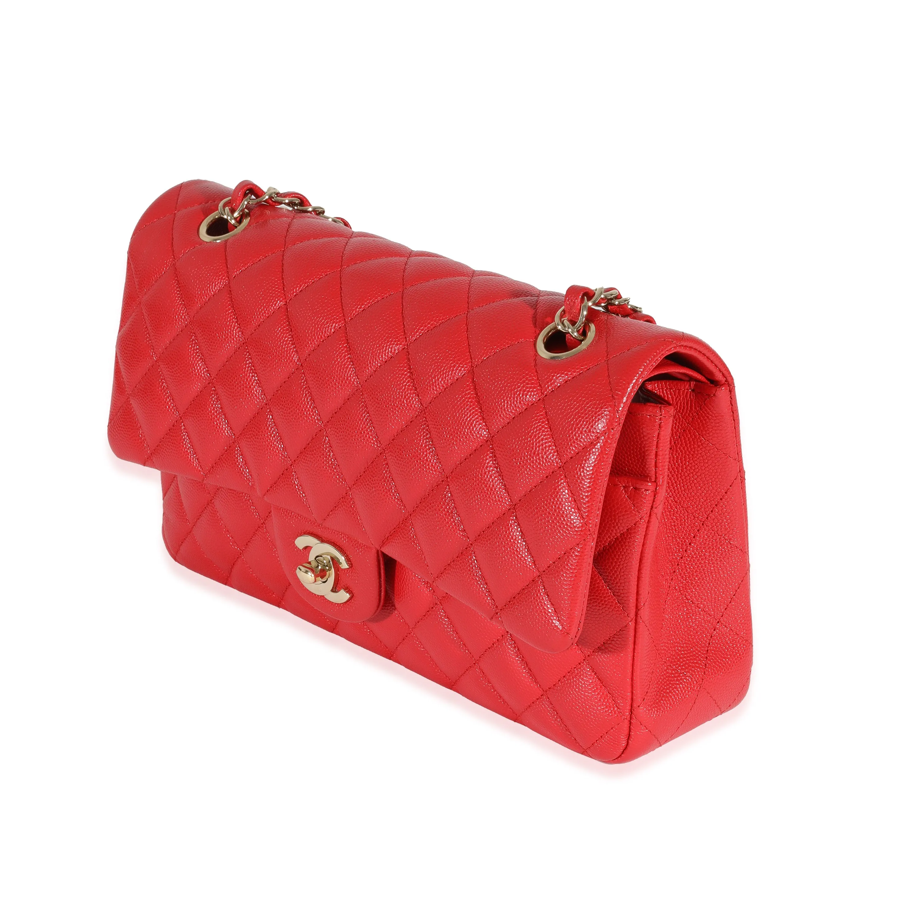 Chanel 21S Red Caviar Medium Classic Double Flap