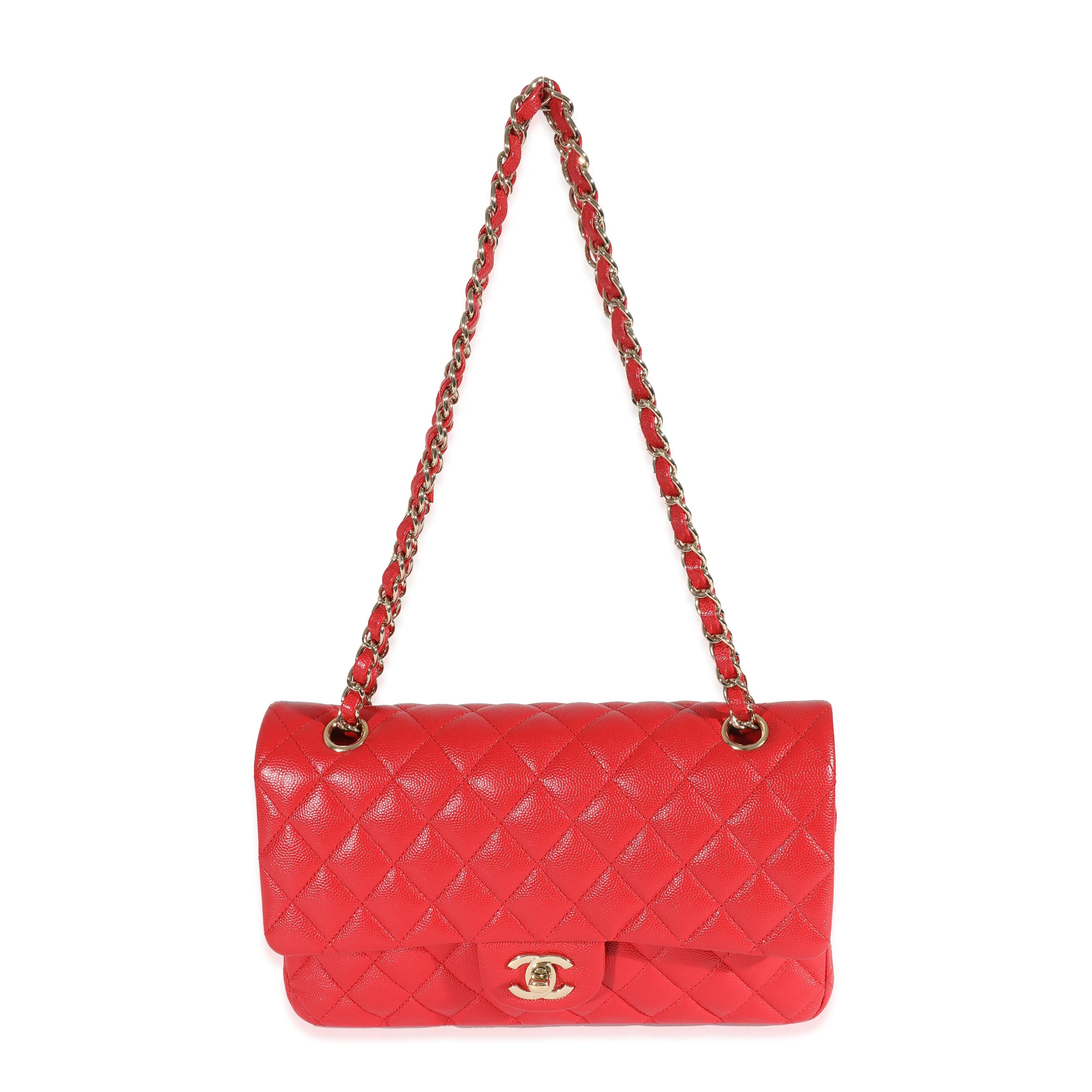 Chanel 21S Red Caviar Medium Classic Double Flap