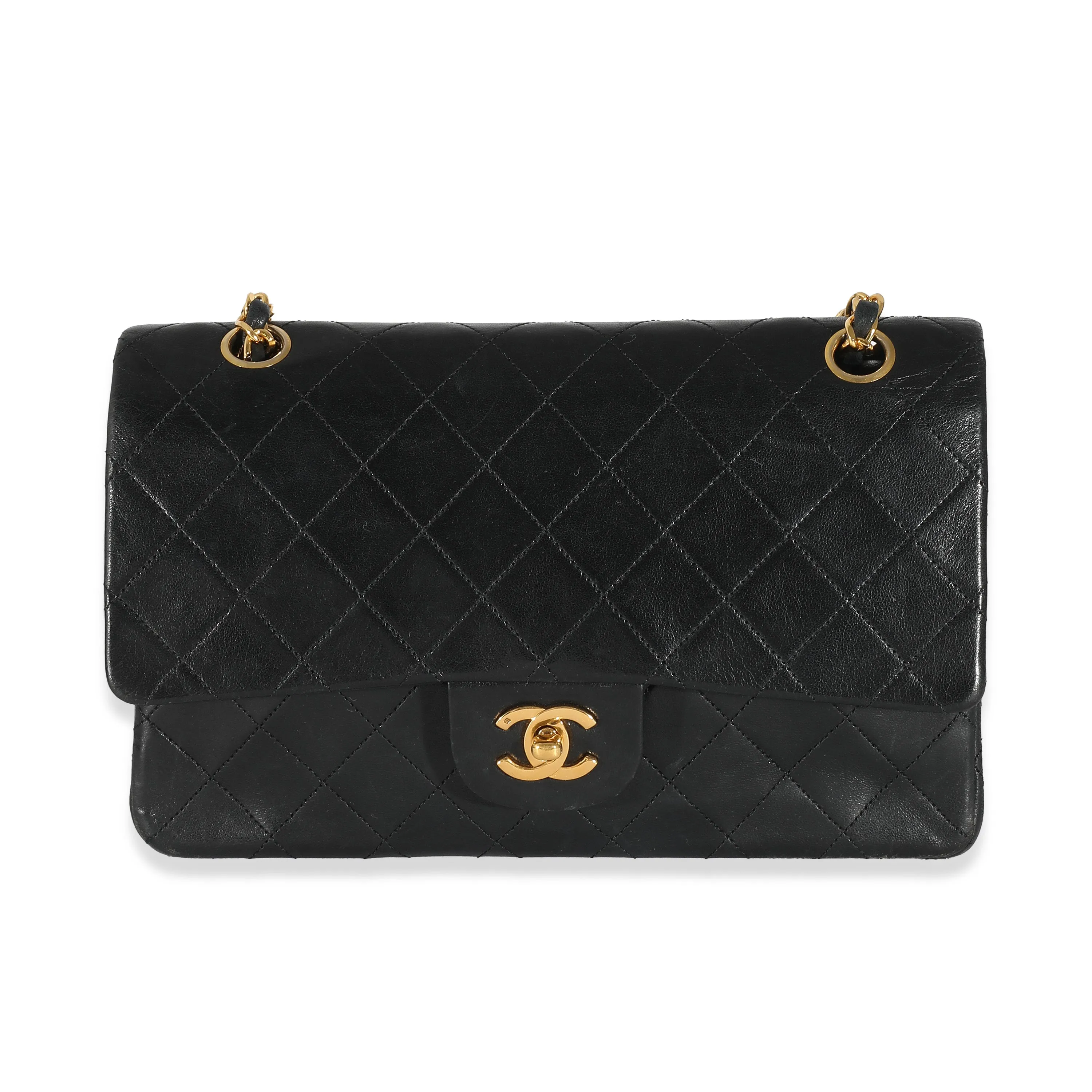 Chanel 24K Black Quilted Lambskin Medium Classic Double Flap Bag