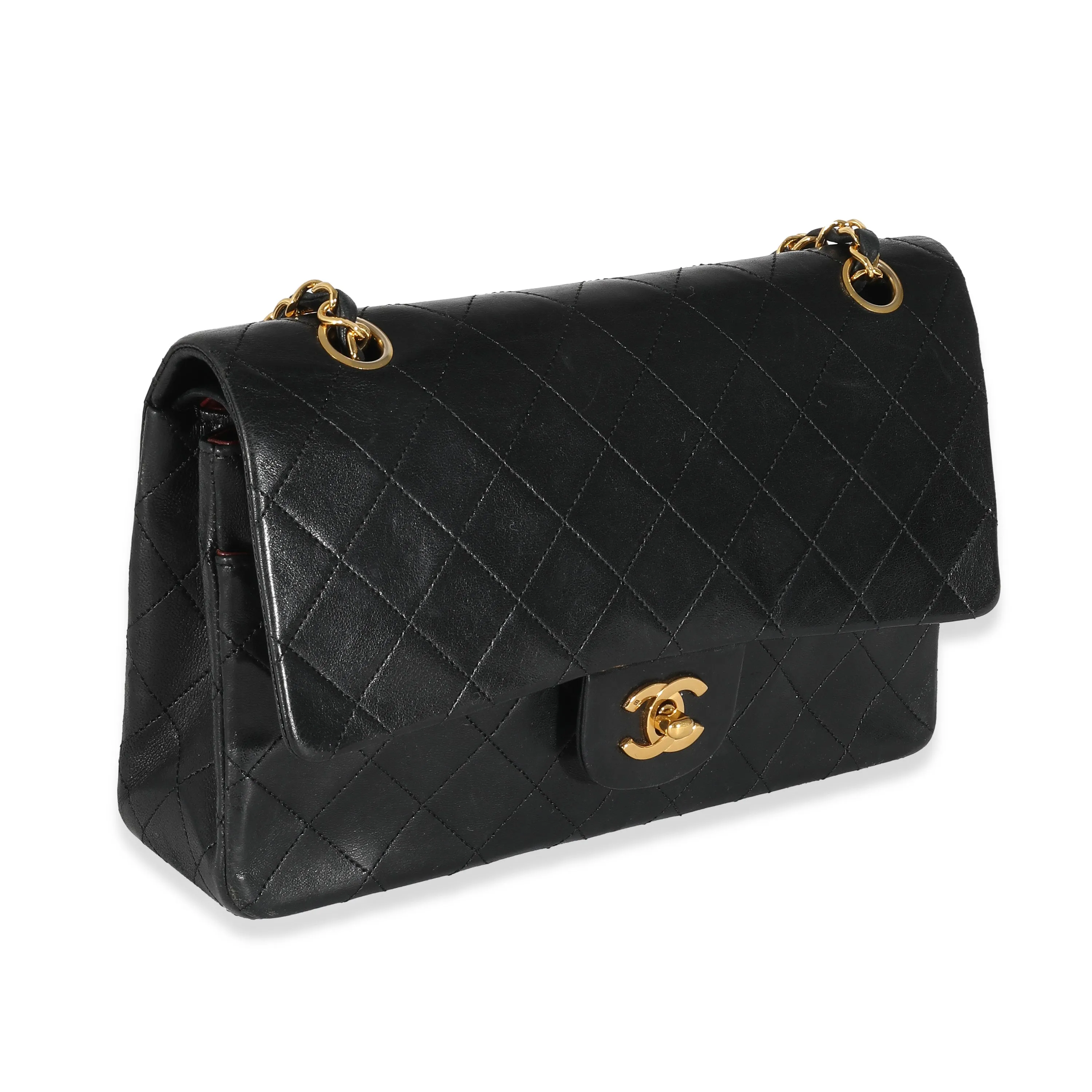 Chanel 24K Black Quilted Lambskin Medium Classic Double Flap Bag