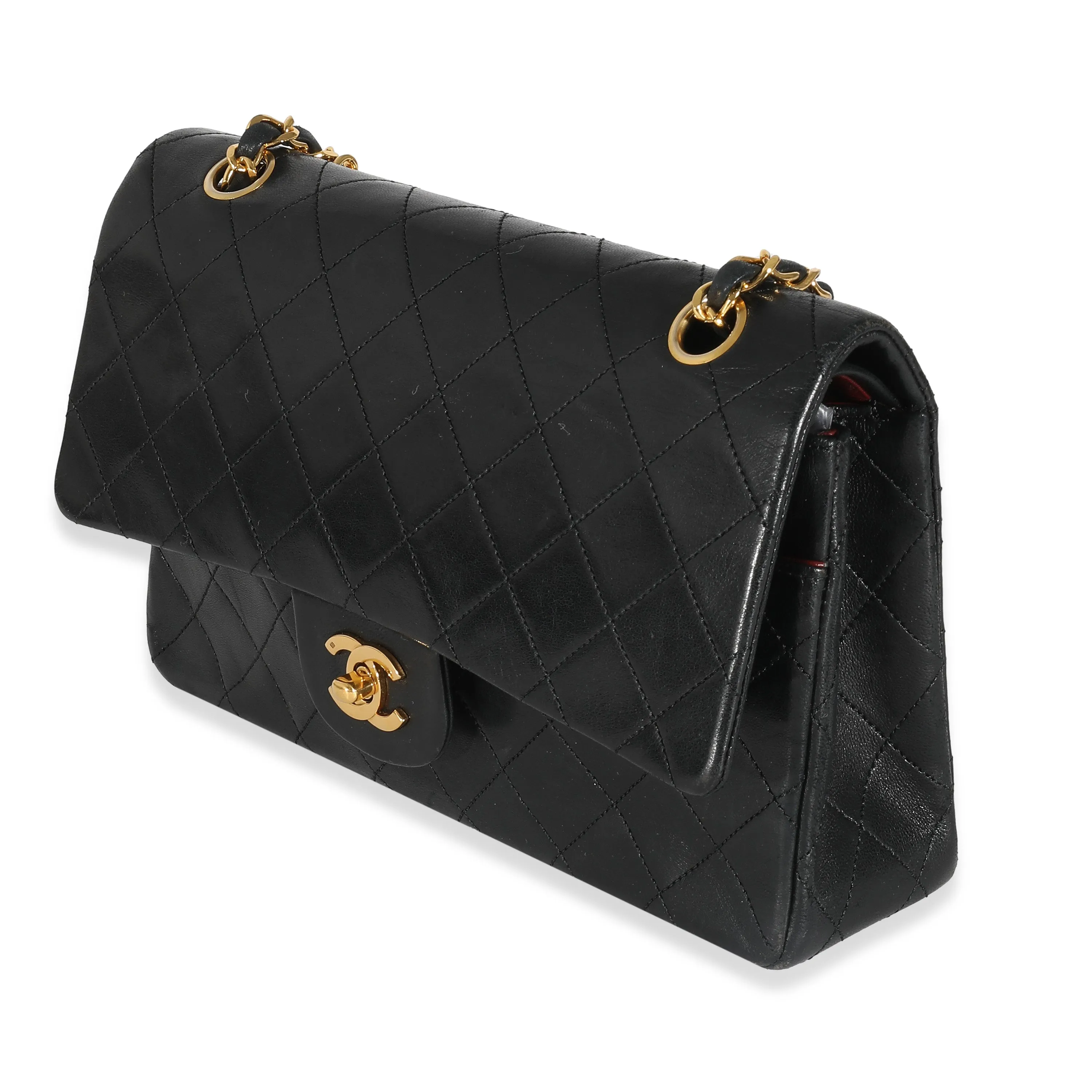 Chanel 24K Black Quilted Lambskin Medium Classic Double Flap Bag