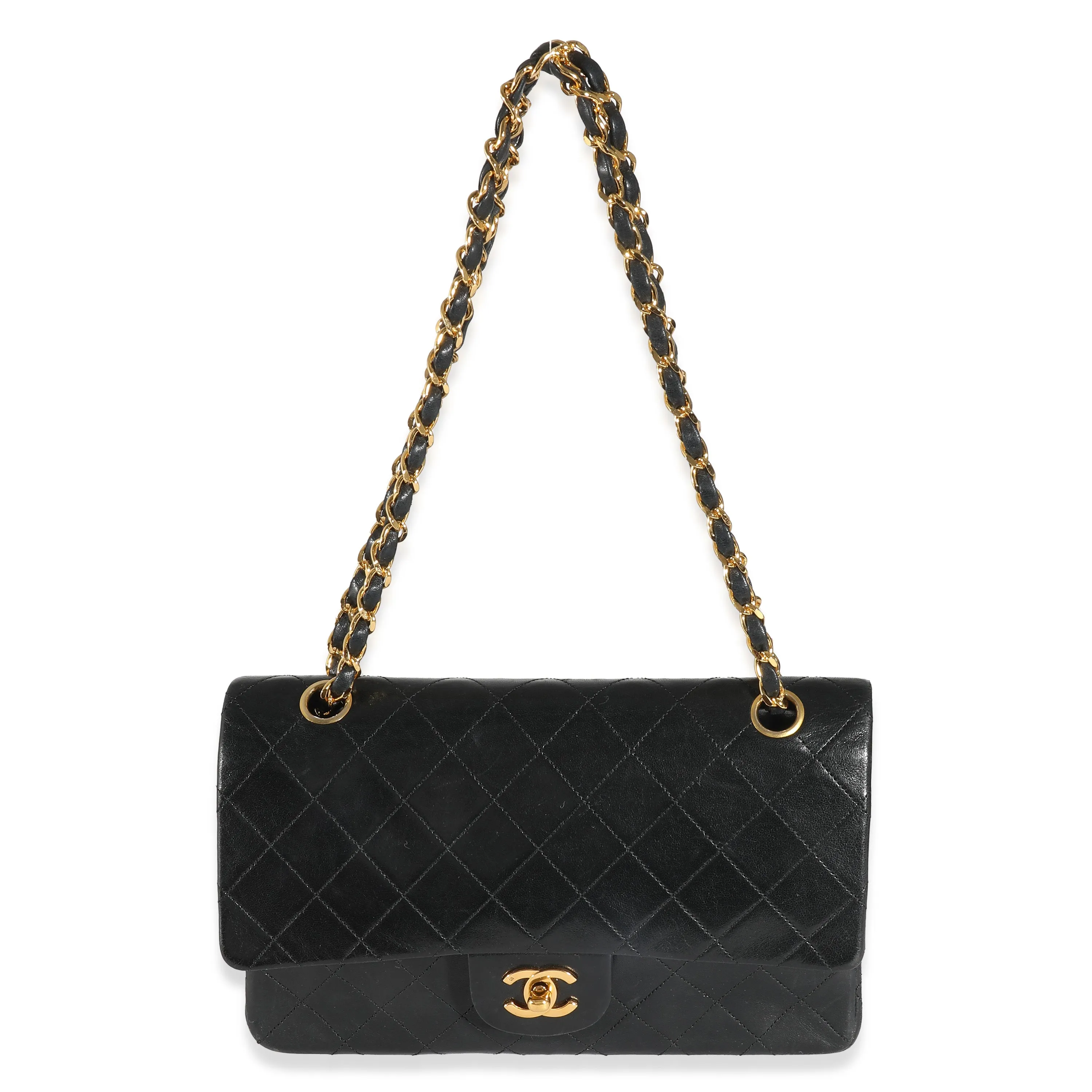 Chanel 24K Black Quilted Lambskin Medium Classic Double Flap Bag