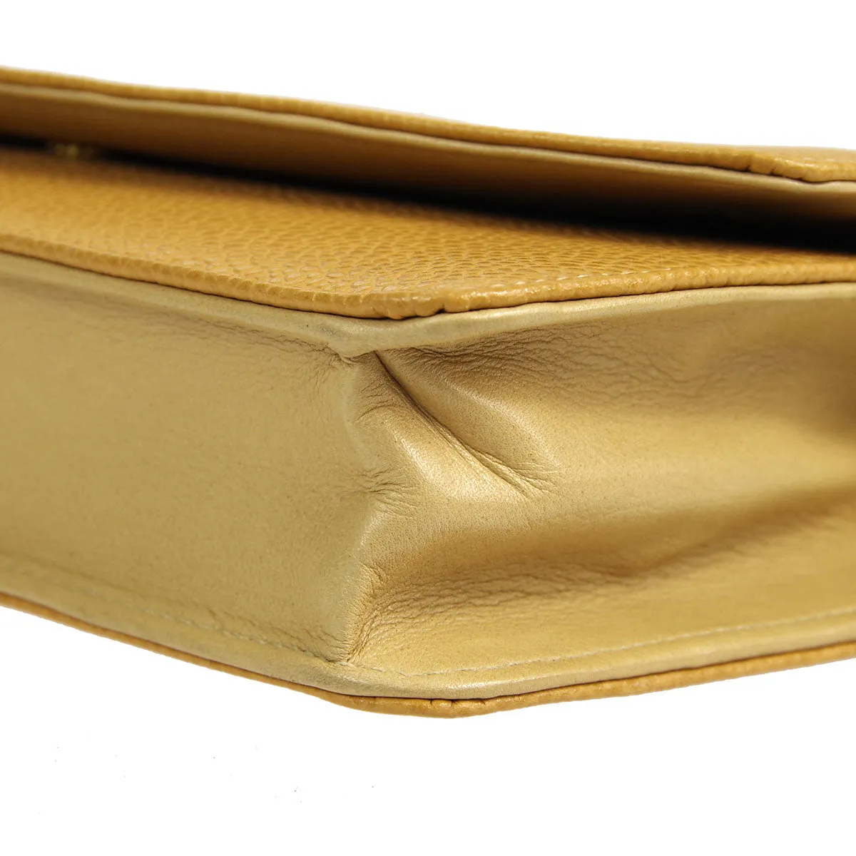 CHANEL * WOC Chain Shoulder Wallet Bag Beige Caviar 89658