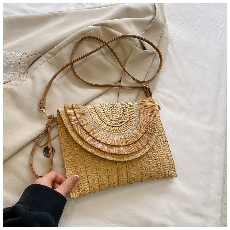 Colorful Straw Envelope Clutch Bag-Showtown