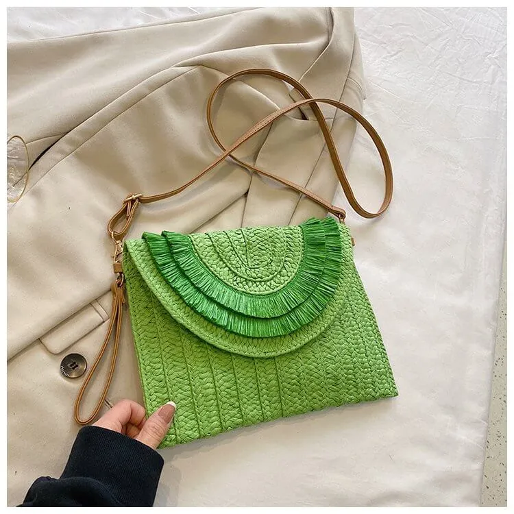 Colorful Straw Envelope Clutch Bag-Showtown