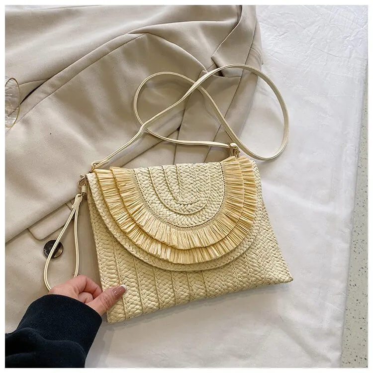 Colorful Straw Envelope Clutch Bag-Showtown