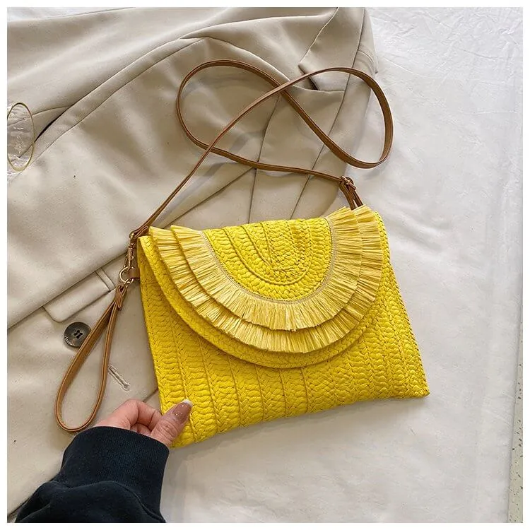 Colorful Straw Envelope Clutch Bag-Showtown